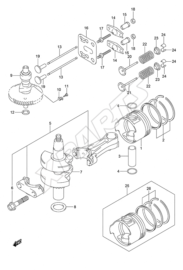  Crankshaft til Suzuki motor